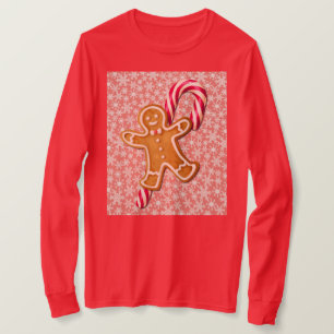 Gingerbread-Mann und Zuckerstangen-Kunst auf T-Shi T-Shirt