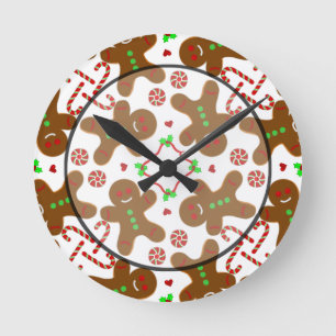 Gingerbread Mann Weihnachten Monograe Runde Wanduhr