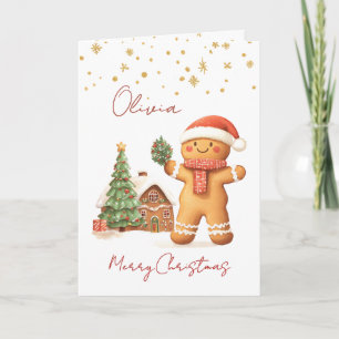 Gingerbread Mann Weihnachtsbaum Kinder Feiertagskarte