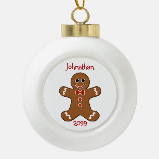 Gingerbread Mann Weihnachtsdekoration Keramik Kugel-Ornament (Vorderseite)