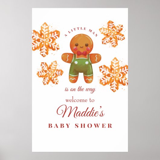 Gingerbread Mann Weihnachtsdusche Begrüßungszeiche Poster (Vorne)
