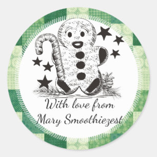 Gingerbread Mann Weihnachtsessen aus der Küche Runder Aufkleber
