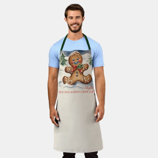 Gingerbread Mann Weihnachtskochtopf Backen Crew Schürze (Getragen)