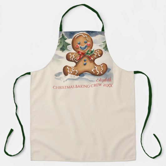 Gingerbread Mann Weihnachtskochtopf Backen Crew Schürze (Vorderseite)