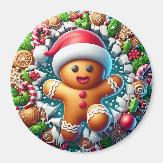 Gingerbread-Mann-Weihnachtsmagnet Magnet (Vorne)