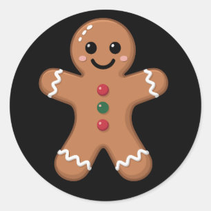 Gingerbread-Mann Weihnachtsplätzchen Backen Urlaub Runder Aufkleber