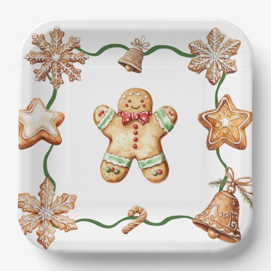 Gingerbread Mann | Winter Weihnachtsplatten Pappteller (Vorderseite)