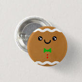 Gingerbread Mann witziger Weihnachtsginger Brotman Button (Vorne & Hinten)