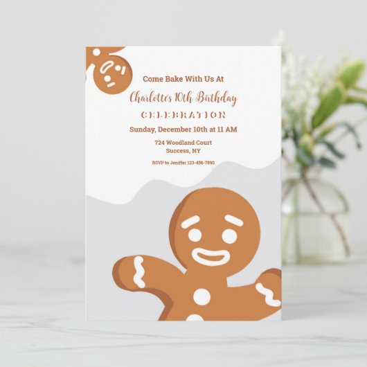 Gingerbread Männer Einladungen (Stehend Vorderseite)