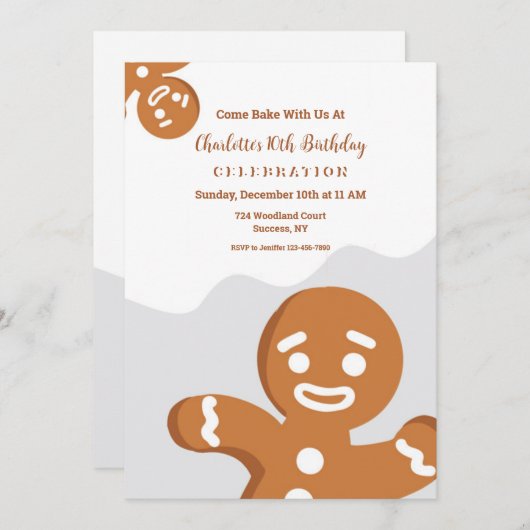 Gingerbread Männer Einladungen (Vorne/Hinten)