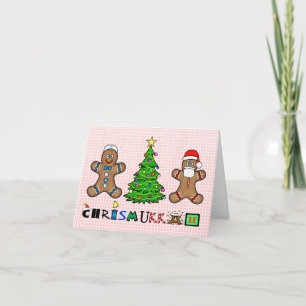 Gingerbread Männer und Weihnachtsbaum Chrismukkah  Karte