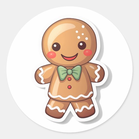 Gingerbread Man's Holiday Greetings Runder Aufkleber (Vorderseite)