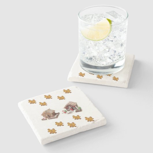 Gingerbread Marble Stone Untersetzer Weihnachten (Seitenansicht)