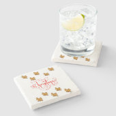 Gingerbread Marble Stone Untersetzer Weihnachten (Seitenansicht)