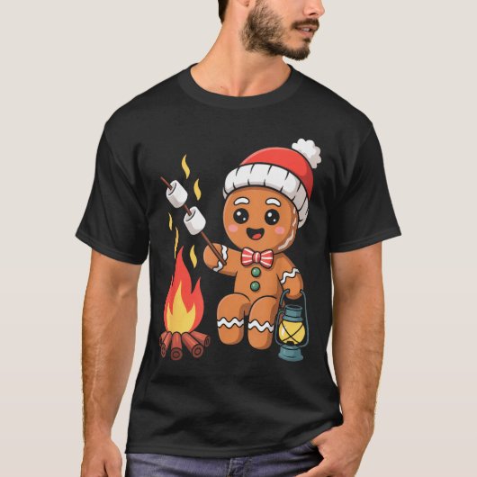 Gingerbread Marshmallow Roaster Camng Christmas T-Shirt (Vorderseite)
