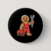 Gingerbread Mechanic Handyman Fixer Worker Christm Button (Vorderseite)