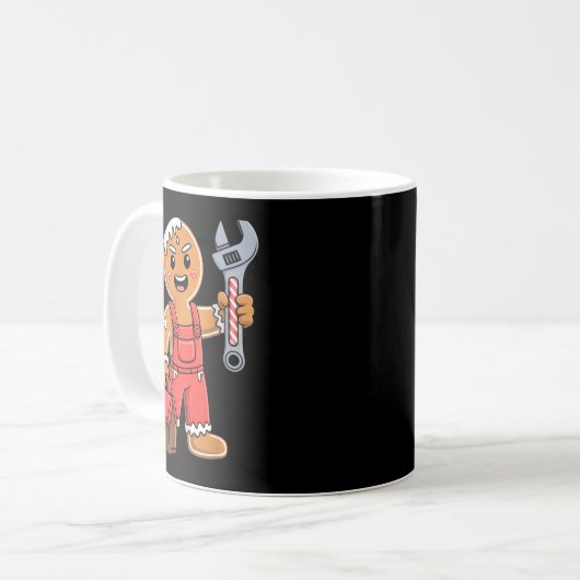 Gingerbread Mechanic Handyman Fixer Worker Christm Kaffeetasse (Vorderseite Links)