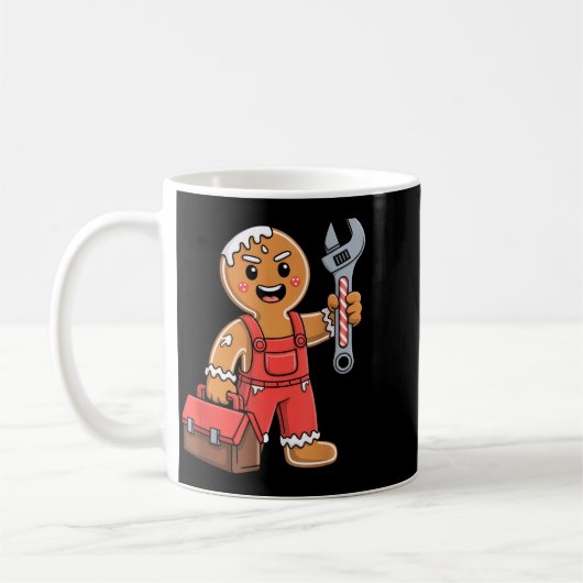 Gingerbread Mechanic Handyman Fixer Worker Christm Kaffeetasse (Links)