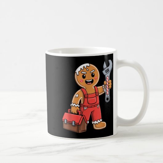 Gingerbread Mechanic Handyman Fixer Worker Christm Kaffeetasse (Rechts)