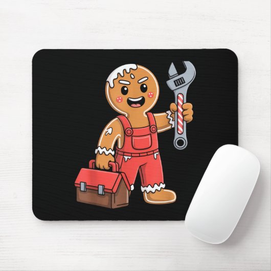 Gingerbread Mechanic Handyman Fixer Worker Christm Mousepad (Mit Mouse)