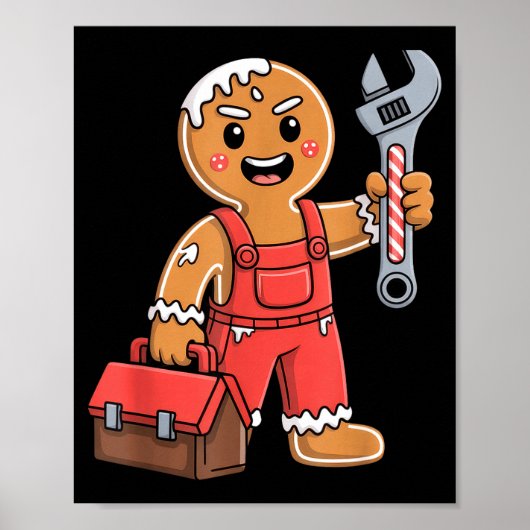 Gingerbread Mechanic Handyman Fixer Worker Christm Poster (Vorne)