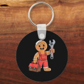 Gingerbread Mechanic Handyman Fixer Worker Christm Schlüsselanhänger (Vorderseite)