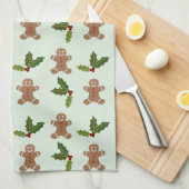 Gingerbread Men and Holly Pattern Geschirrtuch (Viertel Falte)