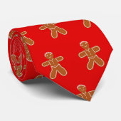 Gingerbread Men auf Red Background Krawatte (Gerollt)