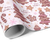 Gingerbread Men Christmas Bäume Frohe Weihnachten Geschenkpapier (Rolleneckpunkt)