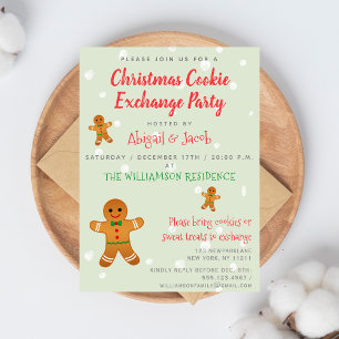 Gingerbread Men Christmas Cookie Excane Party Einladung