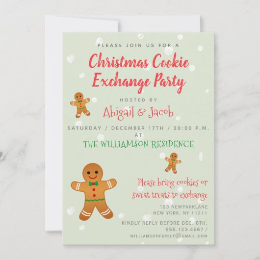 Gingerbread Men Christmas Cookie Excange Party Einladung (Vorderseite)