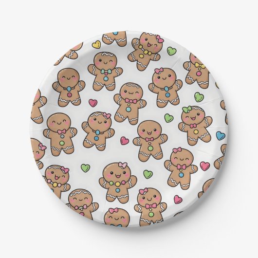 Gingerbread Men Christmas Paper Plates Pappteller (Vorderseite)