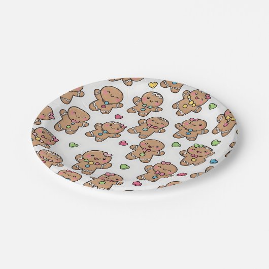 Gingerbread Men Christmas Paper Plates Pappteller (Schrägansicht)