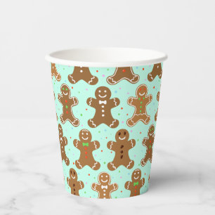 Gingerbread Men Christmas Pattern Pappbecher