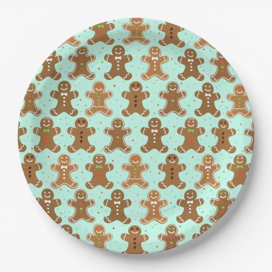 Gingerbread Men Christmas Pattern Pappteller (Vorderseite)