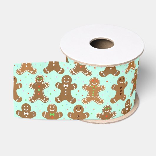 Gingerbread Men Christmas Pattern Ripsband (Spule)