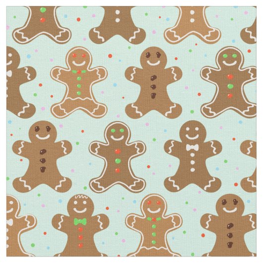 Gingerbread Men Christmas Pattern Stoff (Nahaufnahme)