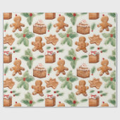 Gingerbread Men Dessert Greenery Moderne Weihnacht Geschenkpapier (Flach)
