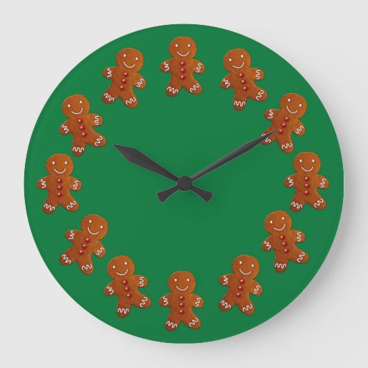 Gingerbread Men Große Wanduhr (Vorderseite)