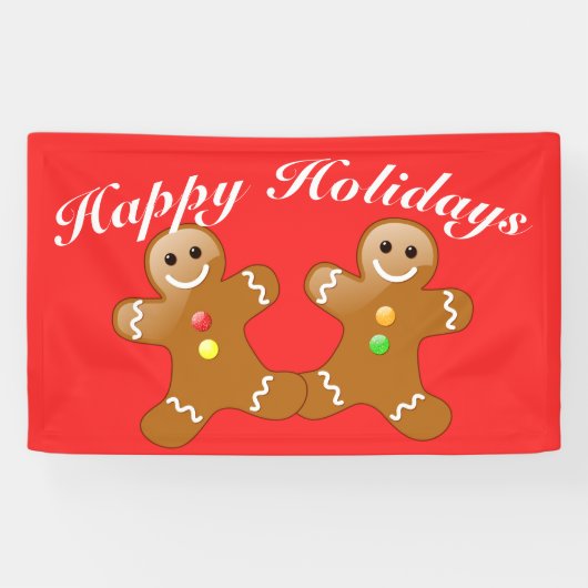 Gingerbread Men Happy Holidays Banner (Horizontal)