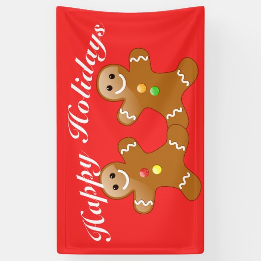 Gingerbread Men Happy Holidays Banner (Vertikal)
