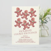 Gingerbread Men Holiday Cookie Exchange Einladung (Stehend Vorderseite)