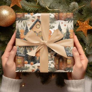 Gingerbread Men & House Snowy Weihnachten Geschenkpapier