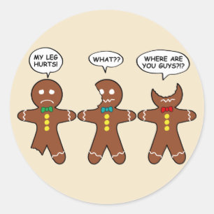 Gingerbread Men My Leg tut weh Runder Aufkleber