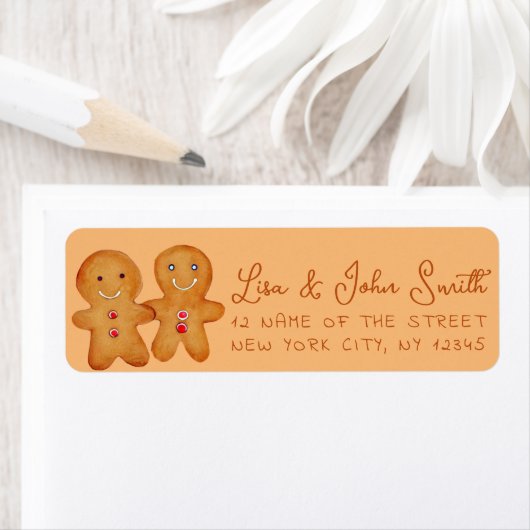 Gingerbread Men Pair Brown Script Rücksendeadresse (Insitu)