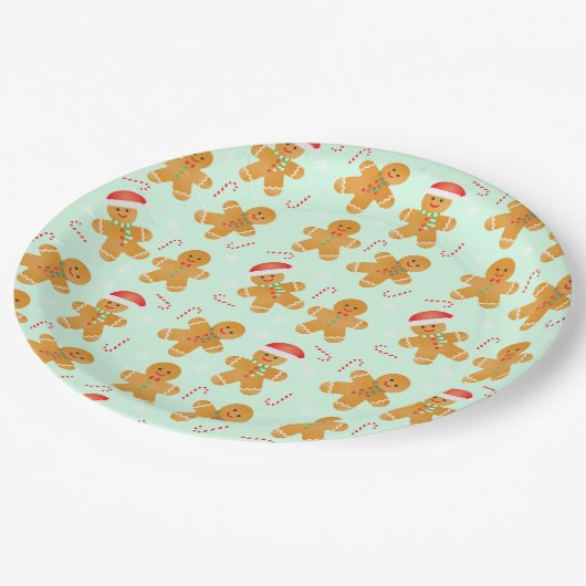 Gingerbread Men Pattern Pappteller (Schrägansicht)