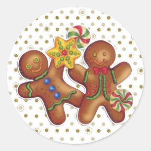 Gingerbread Men Runder Aufkleber