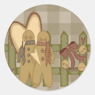 Gingerbread Men Rusty Wire Wreath Fence Runder Aufkleber