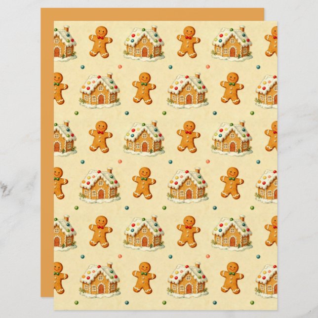 Gingerbread Men Scrapbook Paper (Vorne/Hinten)
