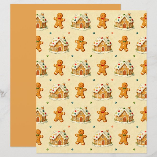 Gingerbread Men Scrapbook Paper (Vorne/Hinten)